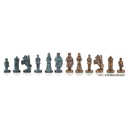 Manopoulos Byzantine Empire Metal Chess Set – Blue & Brass