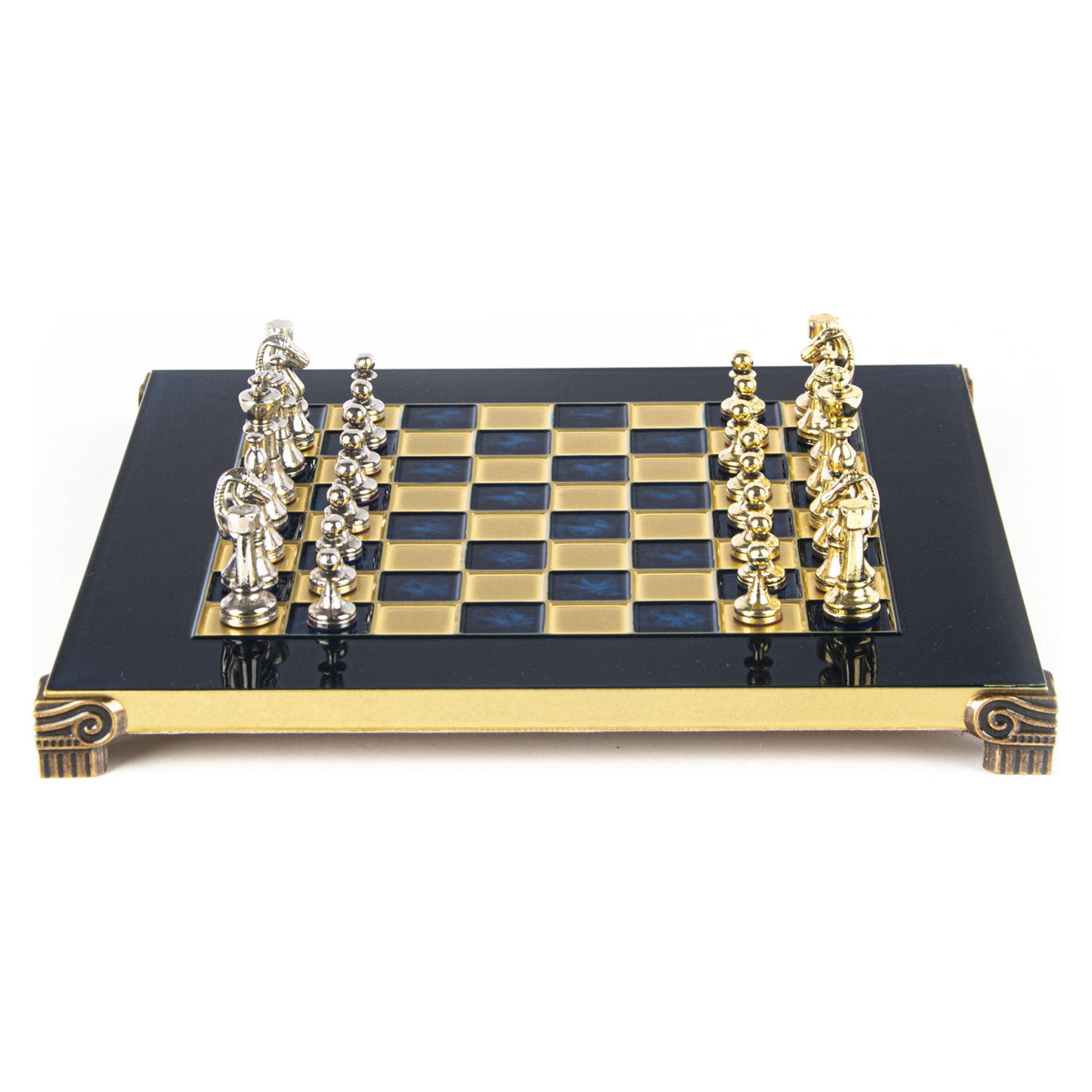 Manopoulos Classic Staunton Metal Chess Set – S32BLU
