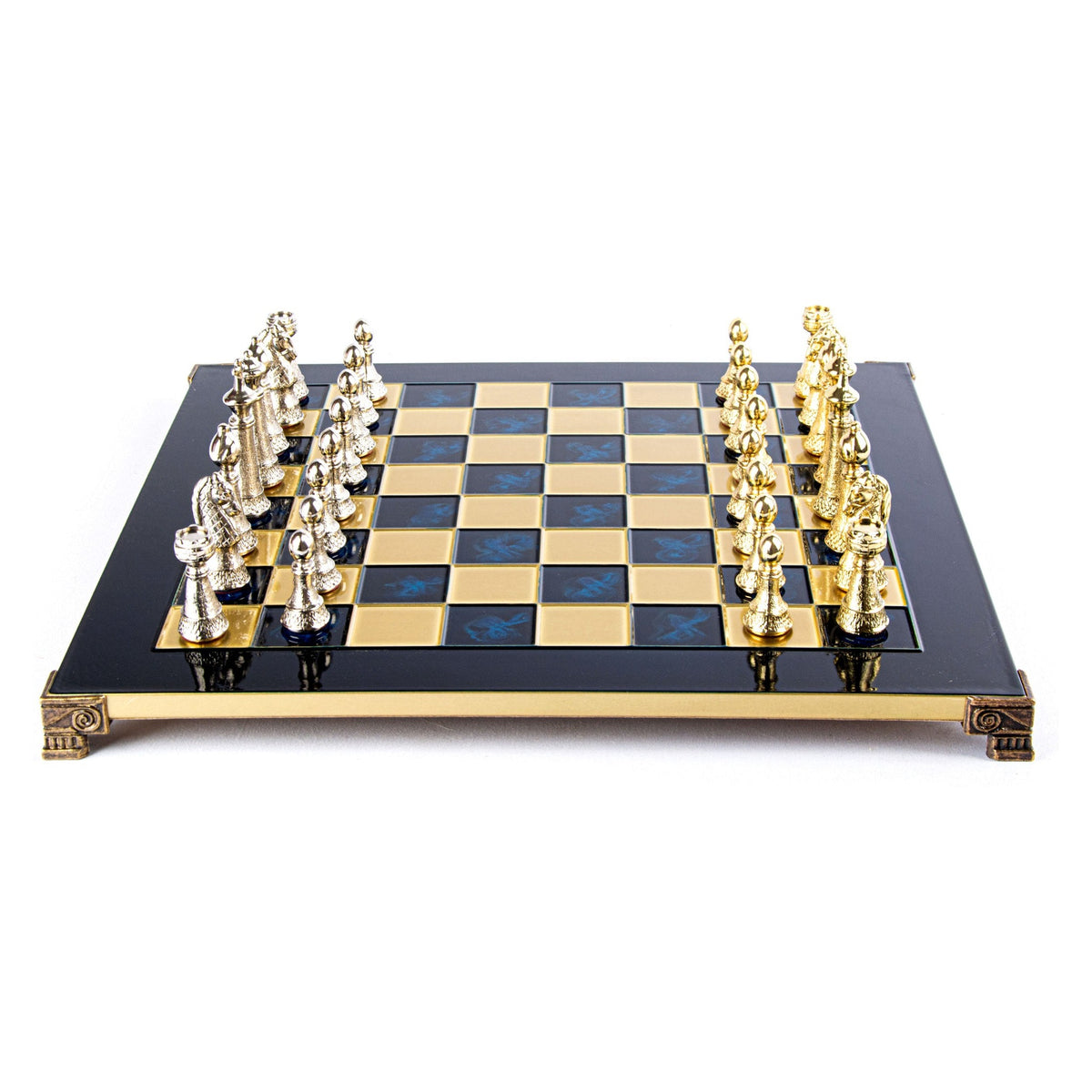 Manopoulos Classic Staunton Metal Chess Set – S33BLU