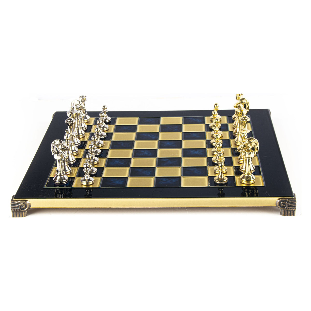 Manopoulos Classic Staunton Metal Chess Set – S34BLU