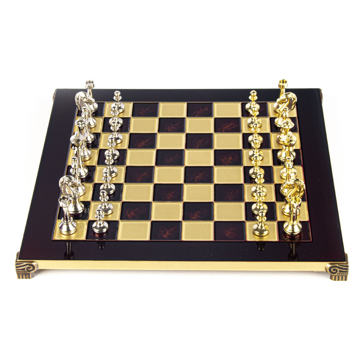 Manopoulos Classic Staunton Metal Chess Set – S34RED