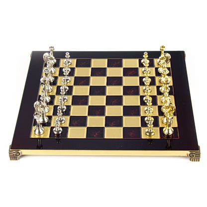 Manopoulos Classic Staunton Metal Chess Set – S34RED