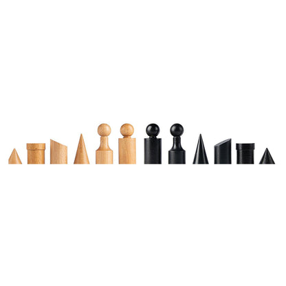 Manopoulos Bauhaus Chess Set With Vegan Leather Chessboard – Black & White (2)