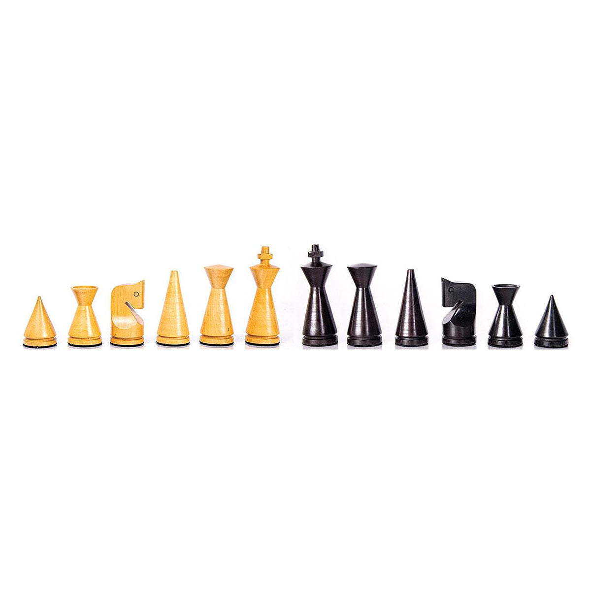 Manopoulos Modern Chess Set With Cork Chessboard – Black · natural & ebonised chessmen (2)