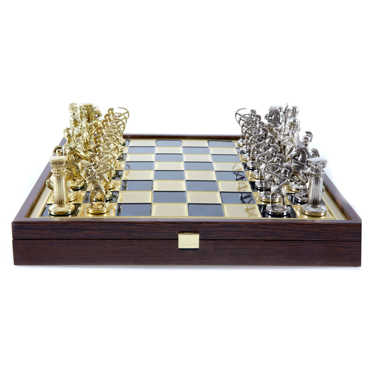 Manopoulos Archers Metal Chess Set In Wooden Case With Storage – SK10BLU