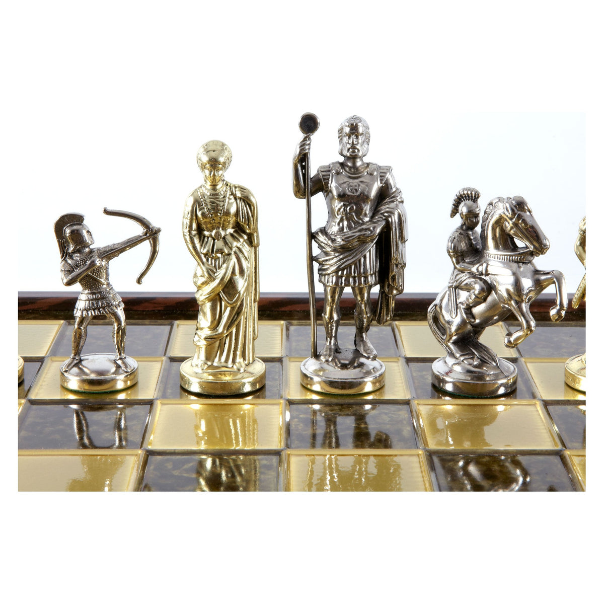 Manopoulos Archers Metal Chess Set In Wooden Case With Storage (7)
