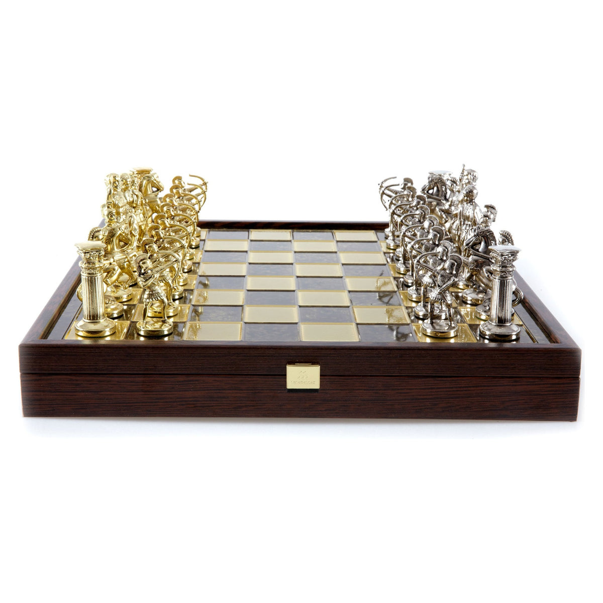 Manopoulos Archers Metal Chess Set In Wooden Case With Storage – SK10BRO