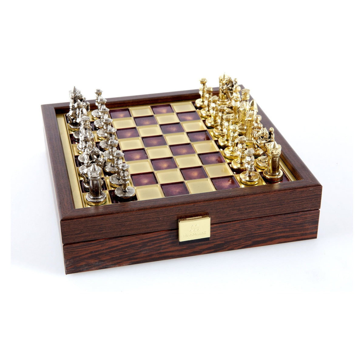 Manopoulos Byzantine Empire Metal Chess Set In Wooden Case With Storage (5)