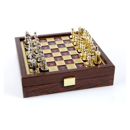 Manopoulos Byzantine Empire Metal Chess Set In Wooden Case With Storage (5)