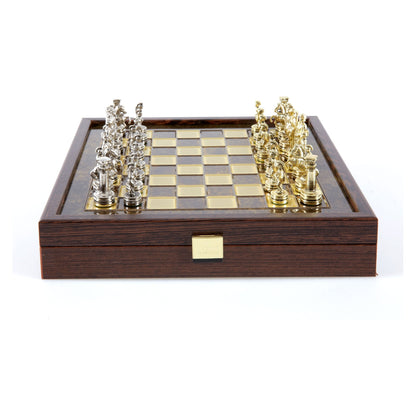 Manopoulos Greek Roman Period Metal Chess Set In Wooden Case With Storage – SK3BRO