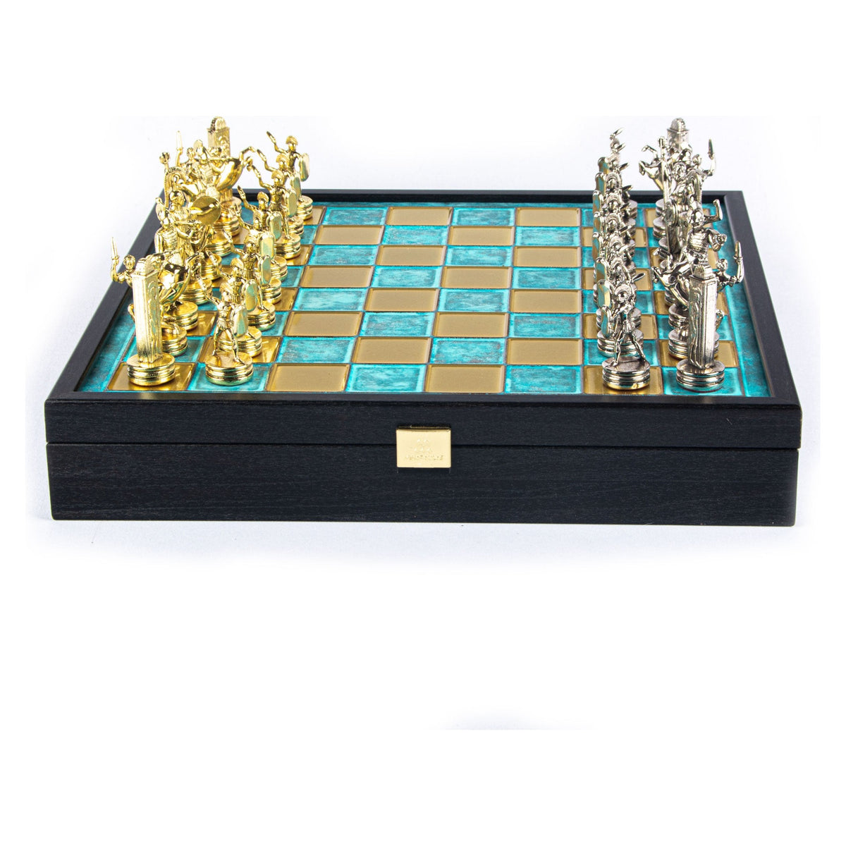 Manopoulos Greek Mythology Metal Chess Set In Wooden Case With Storage (7)