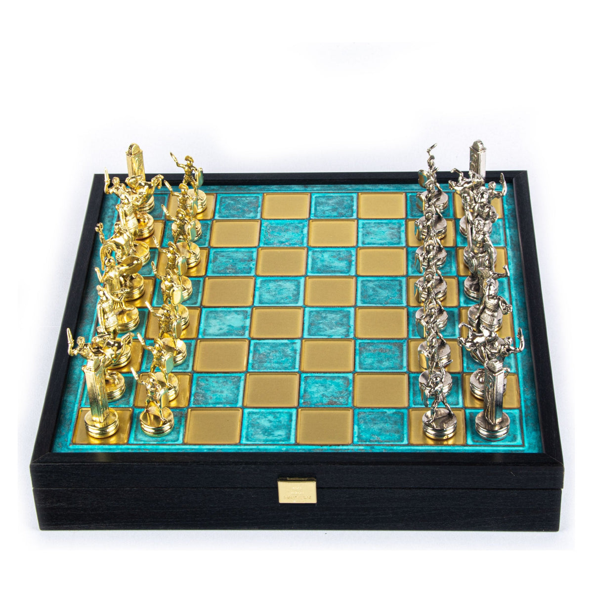 Manopoulos Greek Mythology Metal Chess Set In Wooden Case With Storage (8)