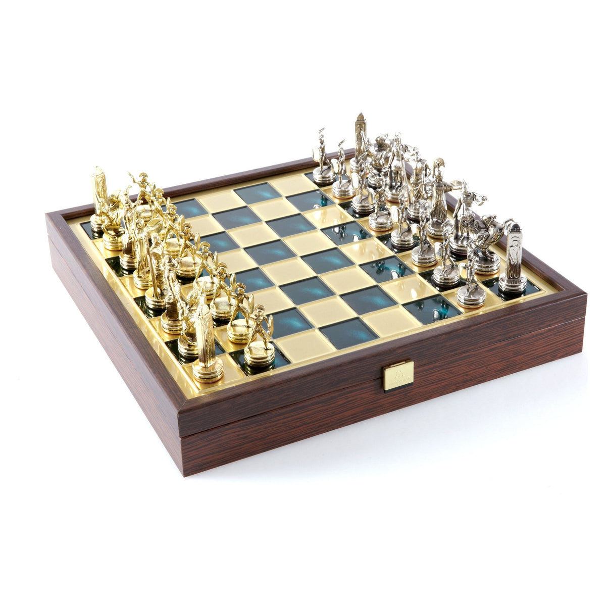 Manopoulos Greek Mythology Metal Chess Set In Wooden Case With Storage – SK4GRE