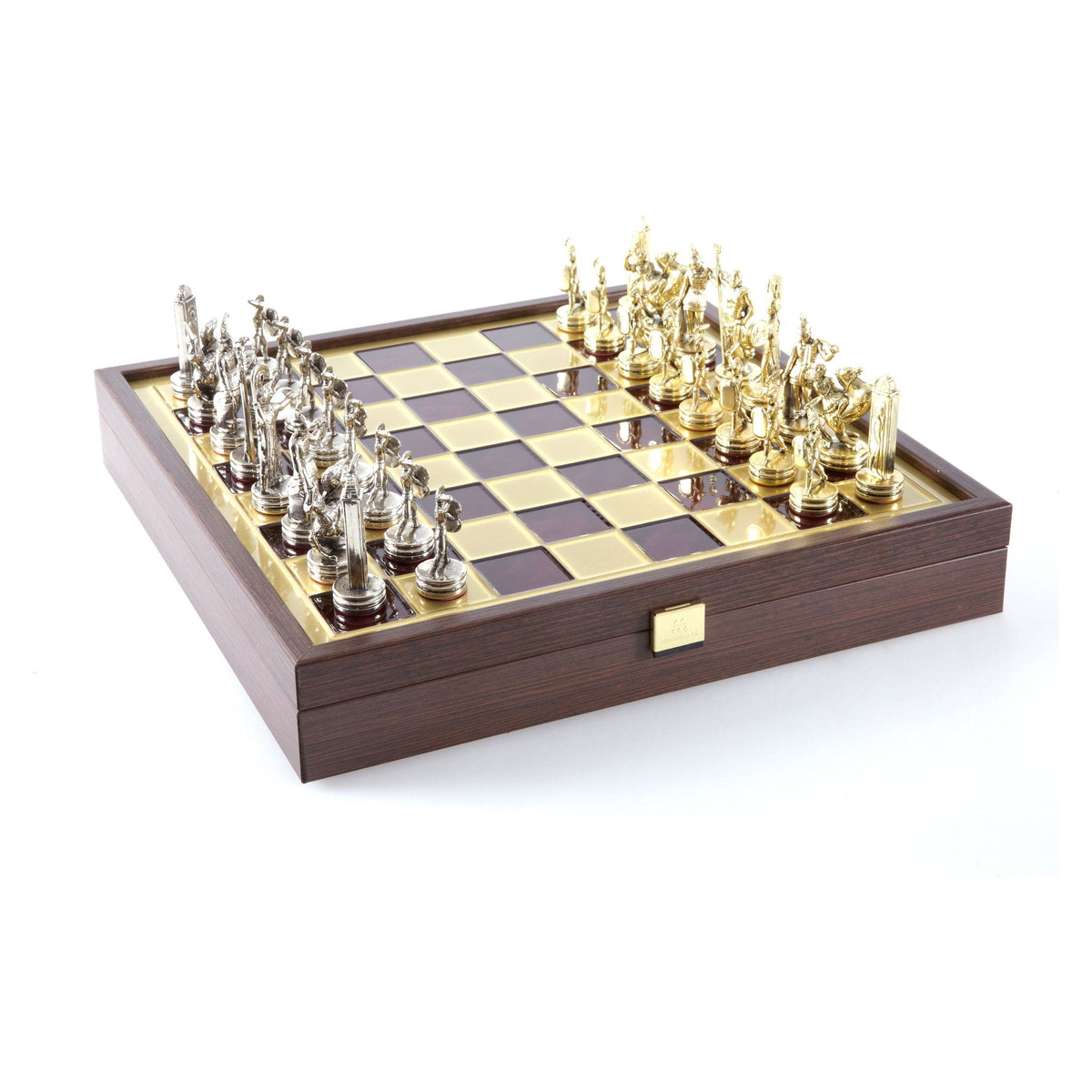 Manopoulos Greek Mythology Metal Chess Set In Wooden Case With Storage – SK4RED
