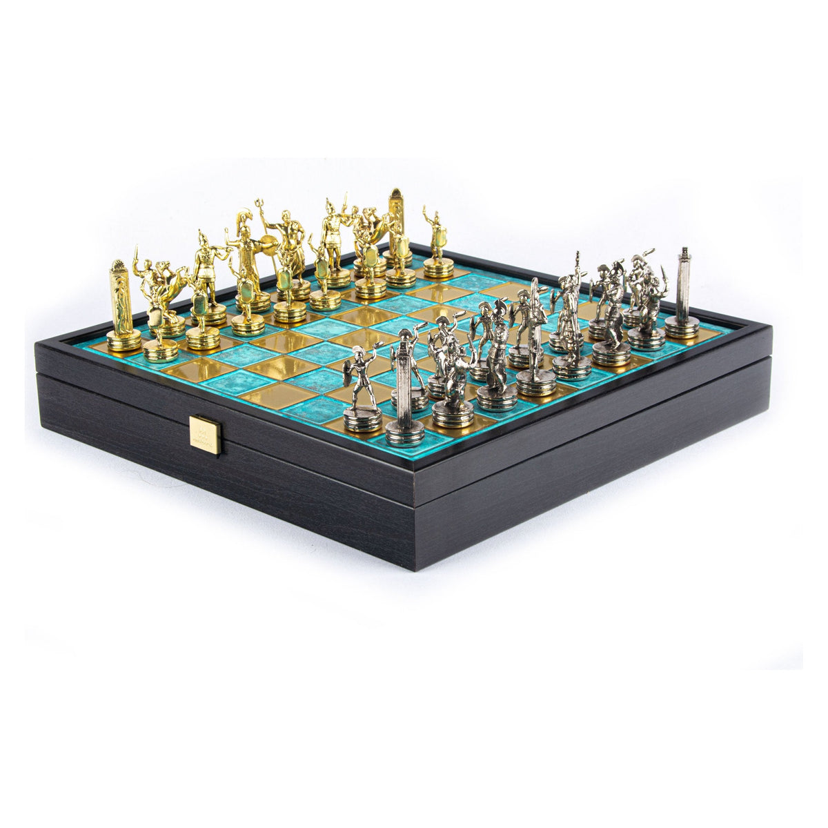 Manopoulos Greek Mythology Metal Chess Set In Wooden Case With Storage – SK4TIR