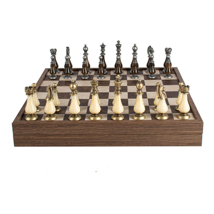 Manopoulos Limited Edition Staunton Chess Set with Pearl Elements – Leather Board (3)