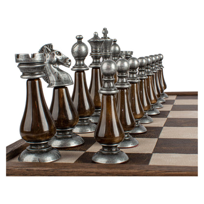 Manopoulos Limited Edition Staunton Chess Set with Pearl Elements – Leather Board (7)