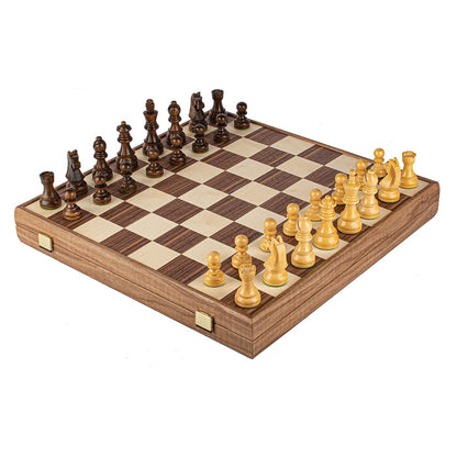 Manopoulos Wooden Chess Set In Chessboard Case – Walnut · 3.5" · 43 cm