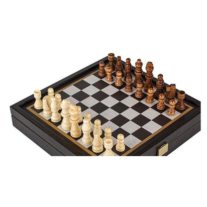 Manopoulos Chess & Backgammon Combo Game – Modern Black · 27 cm