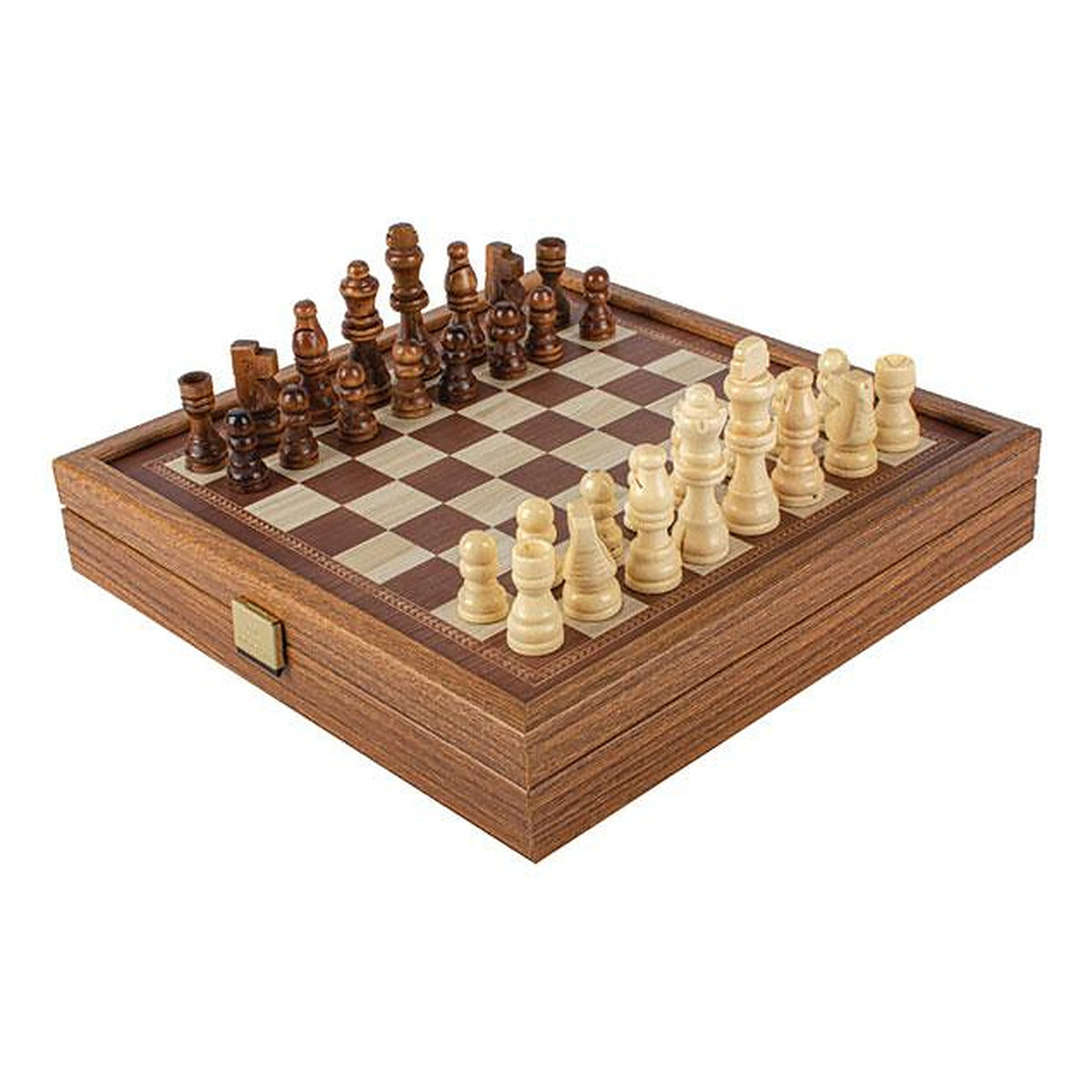 Manopoulos Chess & Backgammon Combo Game – Classic Walnut · 27 cm