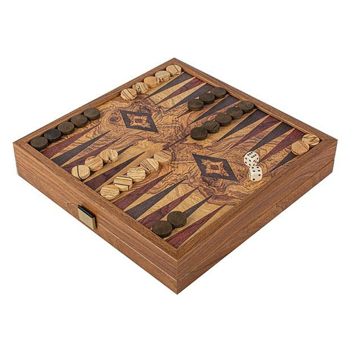 Manopoulos Chess & Backgammon Combo Game – Olive Burl · 27 cm (2)