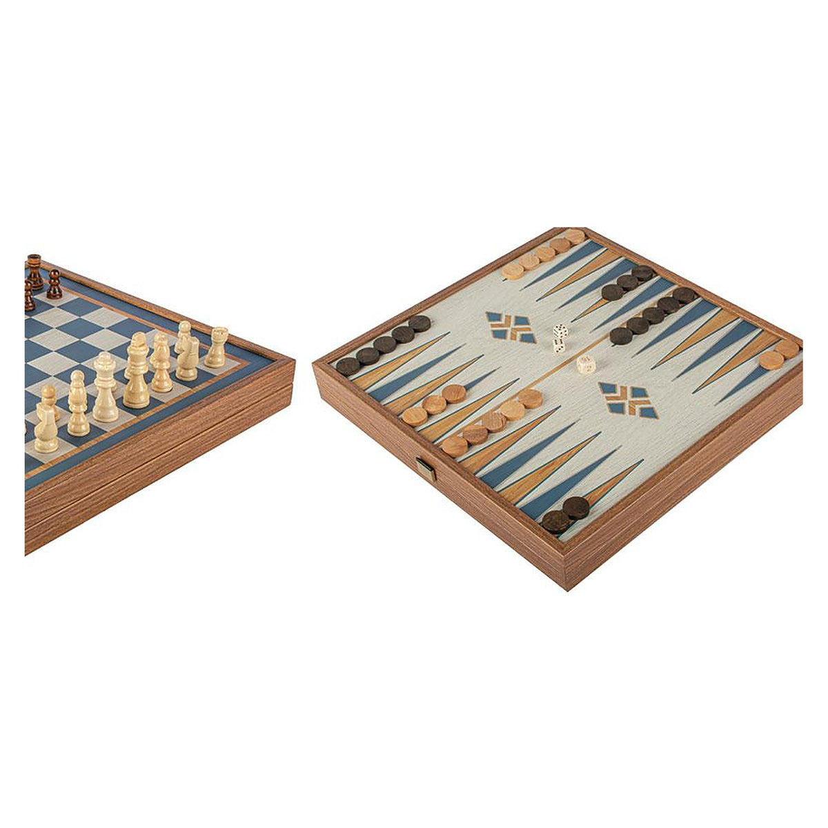 Manopoulos Chess & Backgammon Combo Game – Turquoise · 41 cm