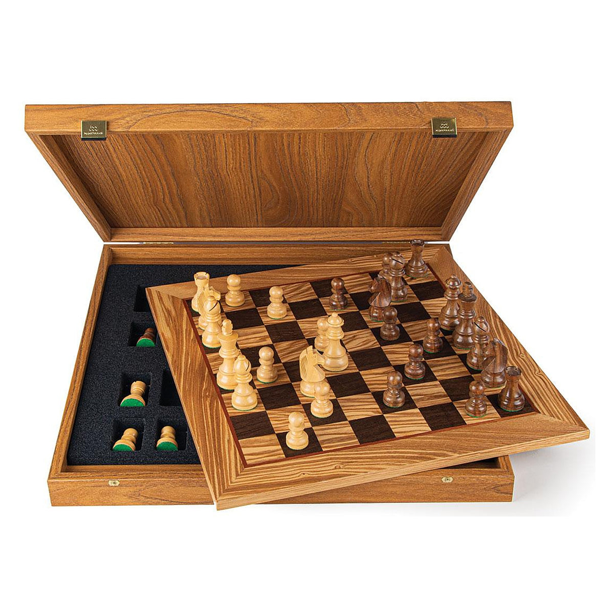 Manopoulos Wooden Chess Set In Luxury Wooden Box – Olive Burl · 3" · 40 cm