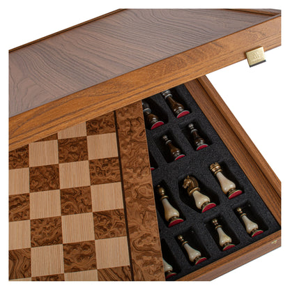 Manopoulos Limited Edition Staunton Chess Set with Pearl Elements – Walnut Burl Board (14)