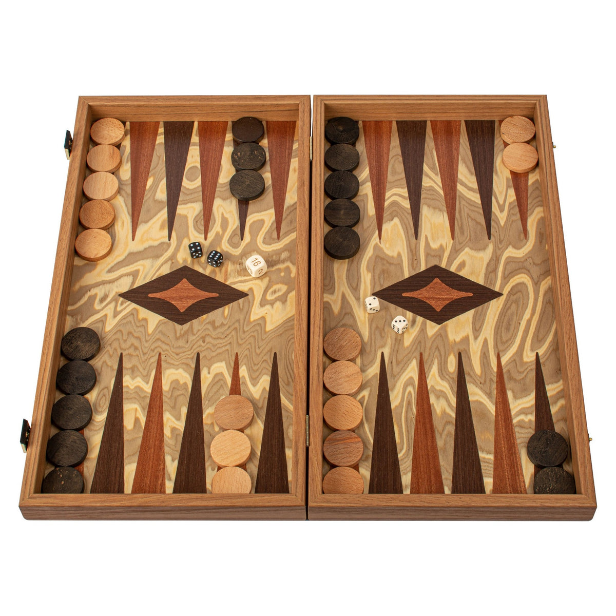 Manopoulos Olive Burl Inlaid Backgammon – TEE1