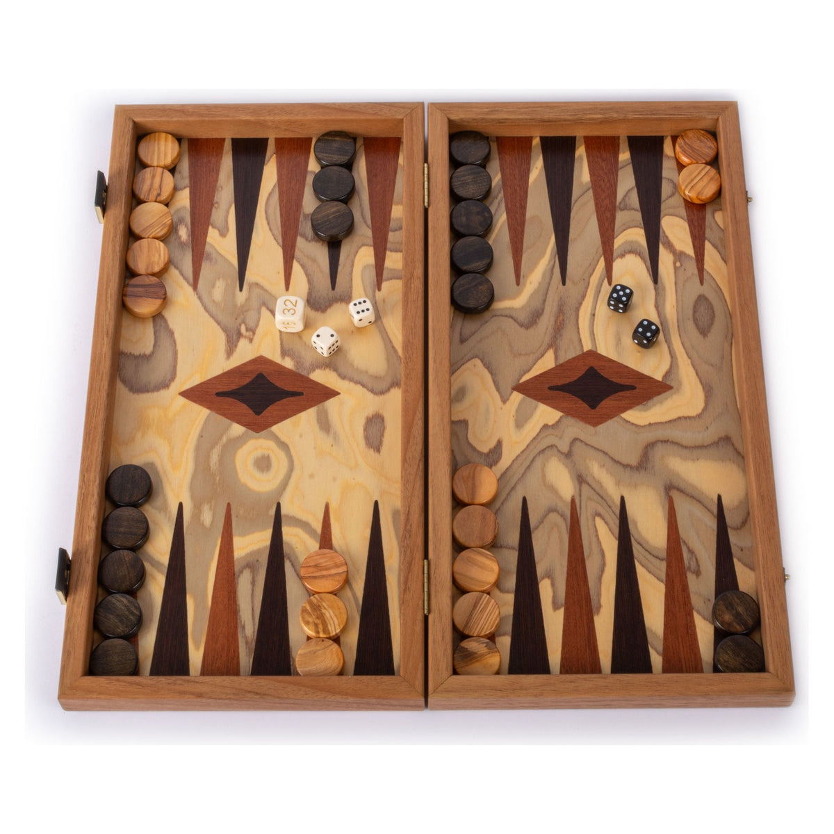 Manopoulos Olive Burl Inlaid Backgammon – TEE2