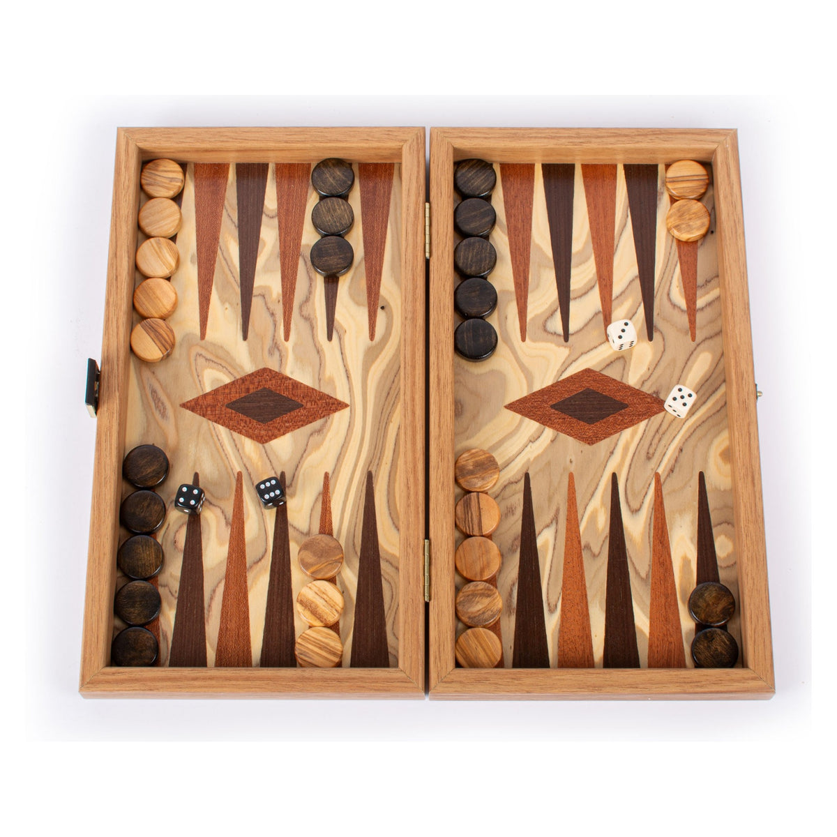 Manopoulos Olive Burl Inlaid Backgammon – TEE3