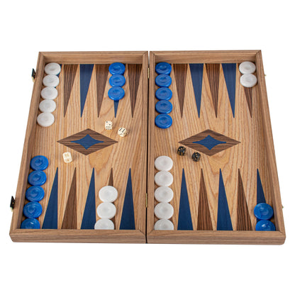 Manopoulos Oak & American Walnut Inlaid Backgammon – TKD1BLU
