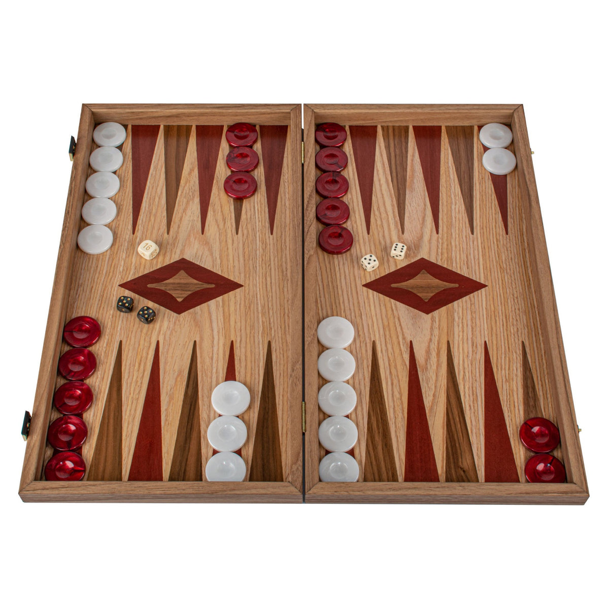 Manopoulos Oak & American Walnut Inlaid Backgammon – TKD1RED