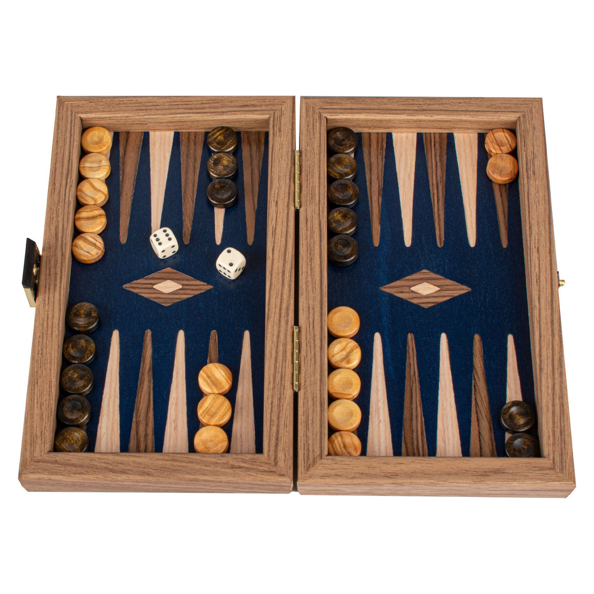 Manopoulos Pocket Walnut & Coloured Oak Backgammon – TKO4