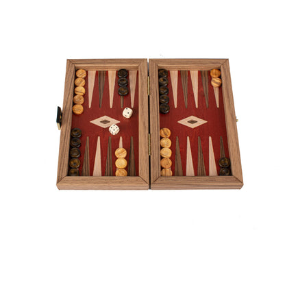 Manopoulos Pocket Walnut & Coloured Oak Backgammon – TKR4