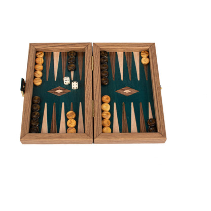 Manopoulos Pocket Walnut & Coloured Oak Backgammon – TKY4