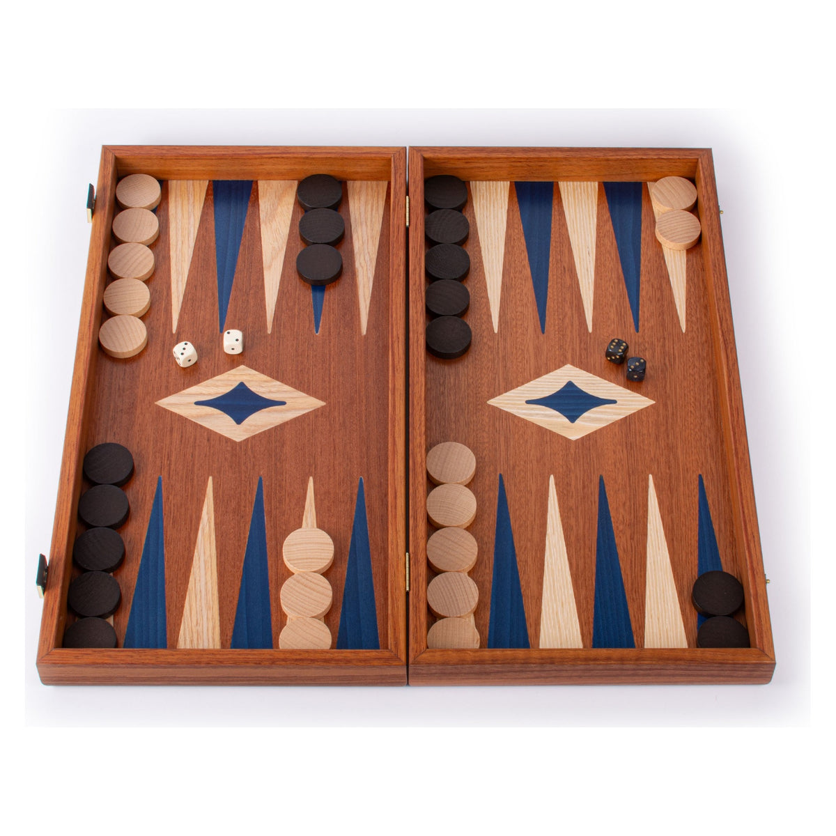 Manopoulos Mahogany Inlaid Backgammon – TMM1BLU