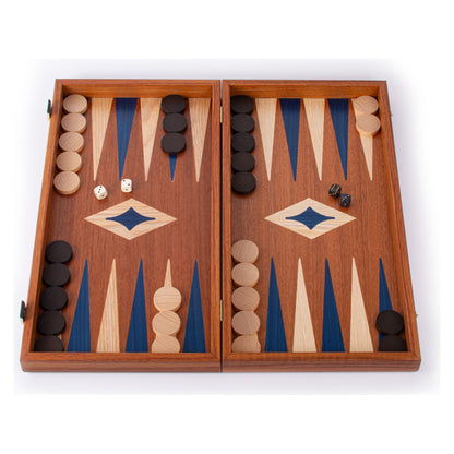 Manopoulos Mahogany Inlaid Backgammon – TMM1BLU