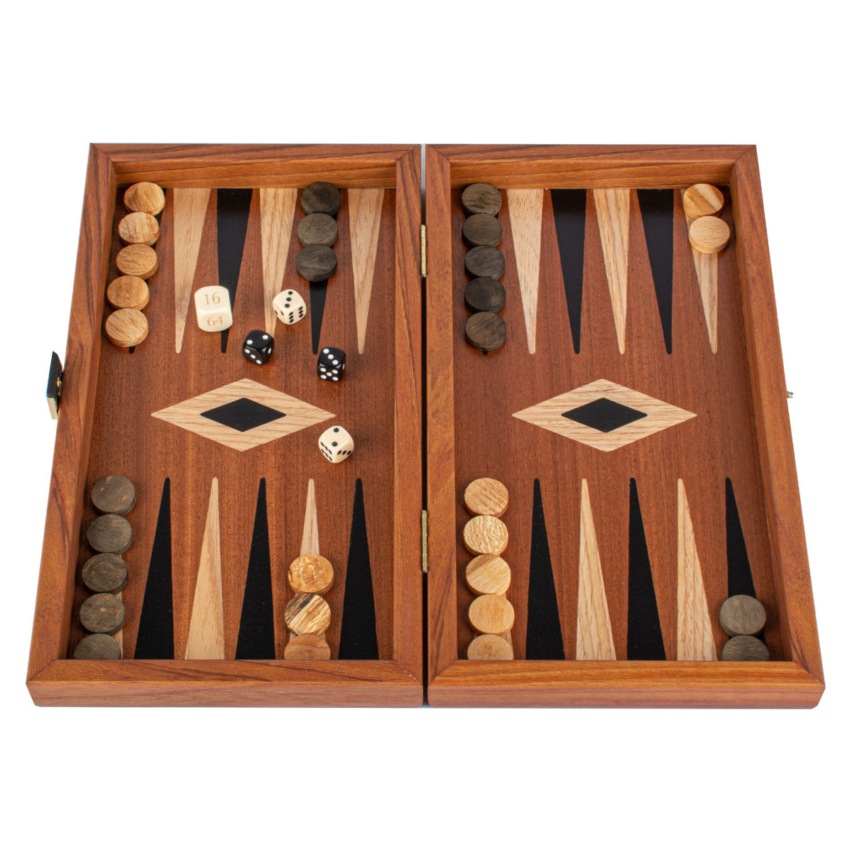 Manopoulos Mahogany Inlaid Backgammon – TMM3BLA
