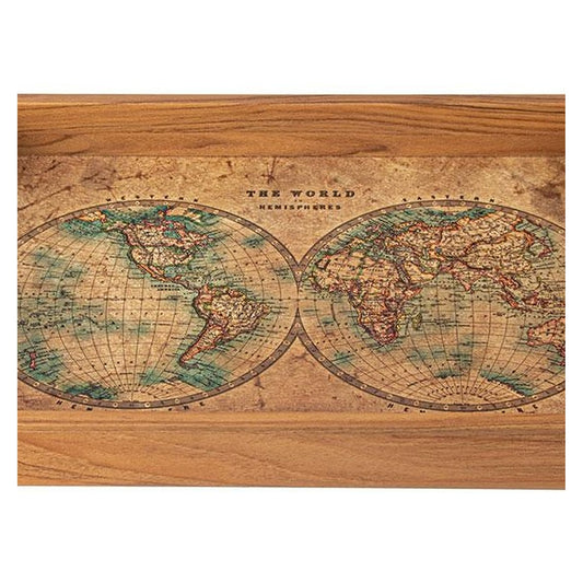 Manopoulos Decorative Wooden Tray – World Map