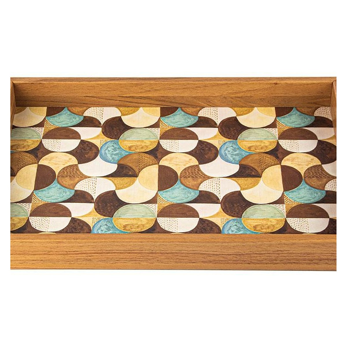 Manopoulos Decorative Wooden Tray – Art Deco Turquoise