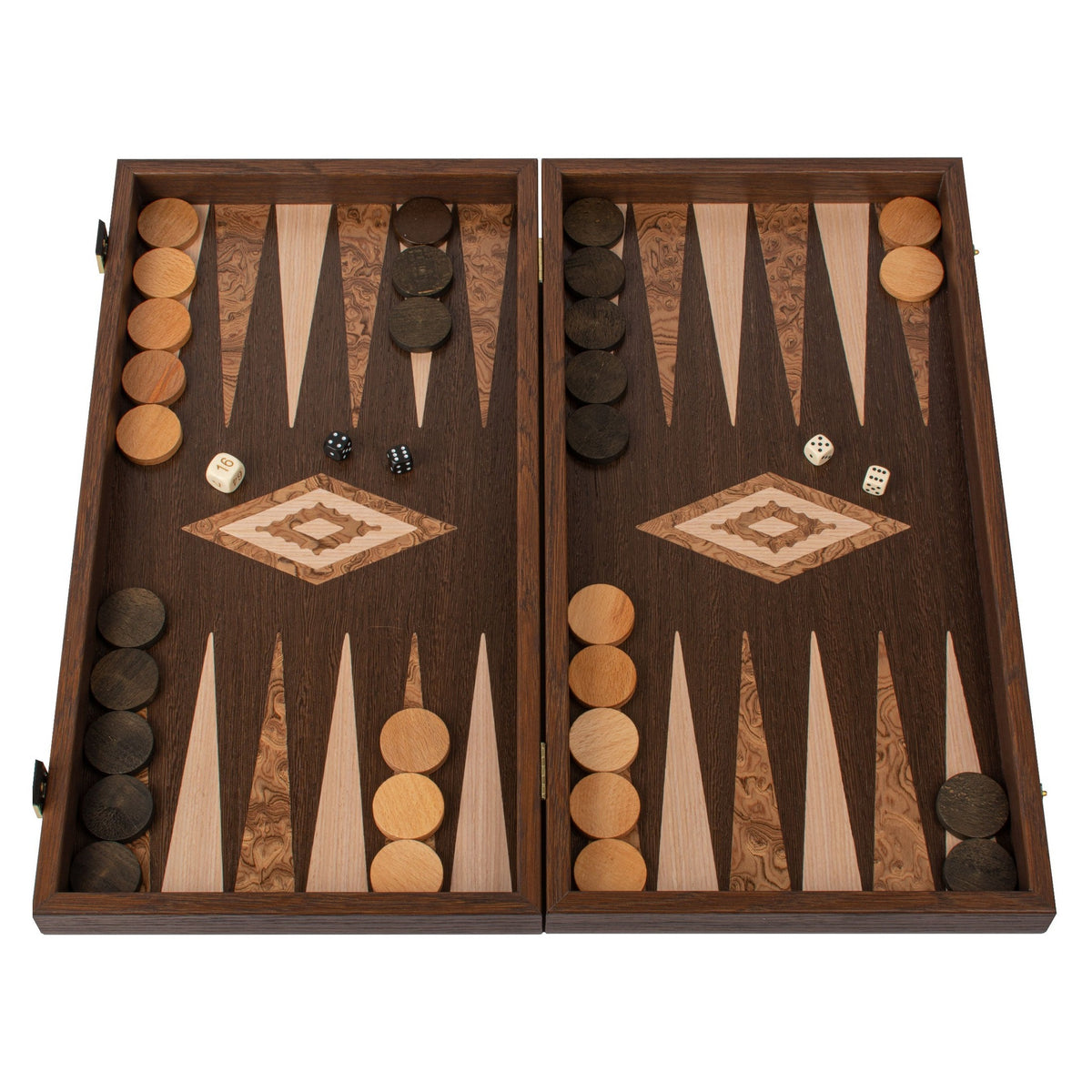 Manopoulos Wenge With Walnut Burl Inlaid Backgammon – TVV1JD