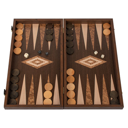 Manopoulos Wenge With Walnut Burl Inlaid Backgammon – TVV1JD