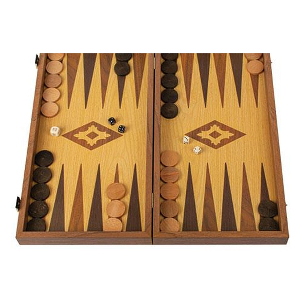 Manopoulos Oak-Walnut Backgammon Replica – 48 × 26 cm