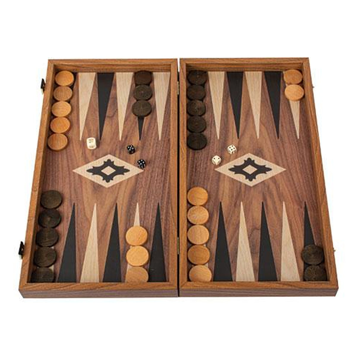 Manopoulos Walnut Backgammon Replica – 48 × 26 cm