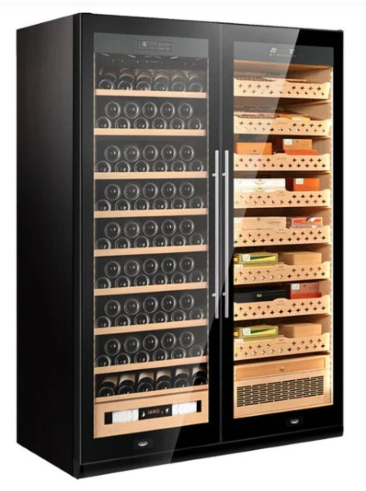 SD 800 DOUBLE-DOOR COMBINE-UNIT CIGAR & WINE  CABINET SERIES - WITH AMONIA REMOVAL