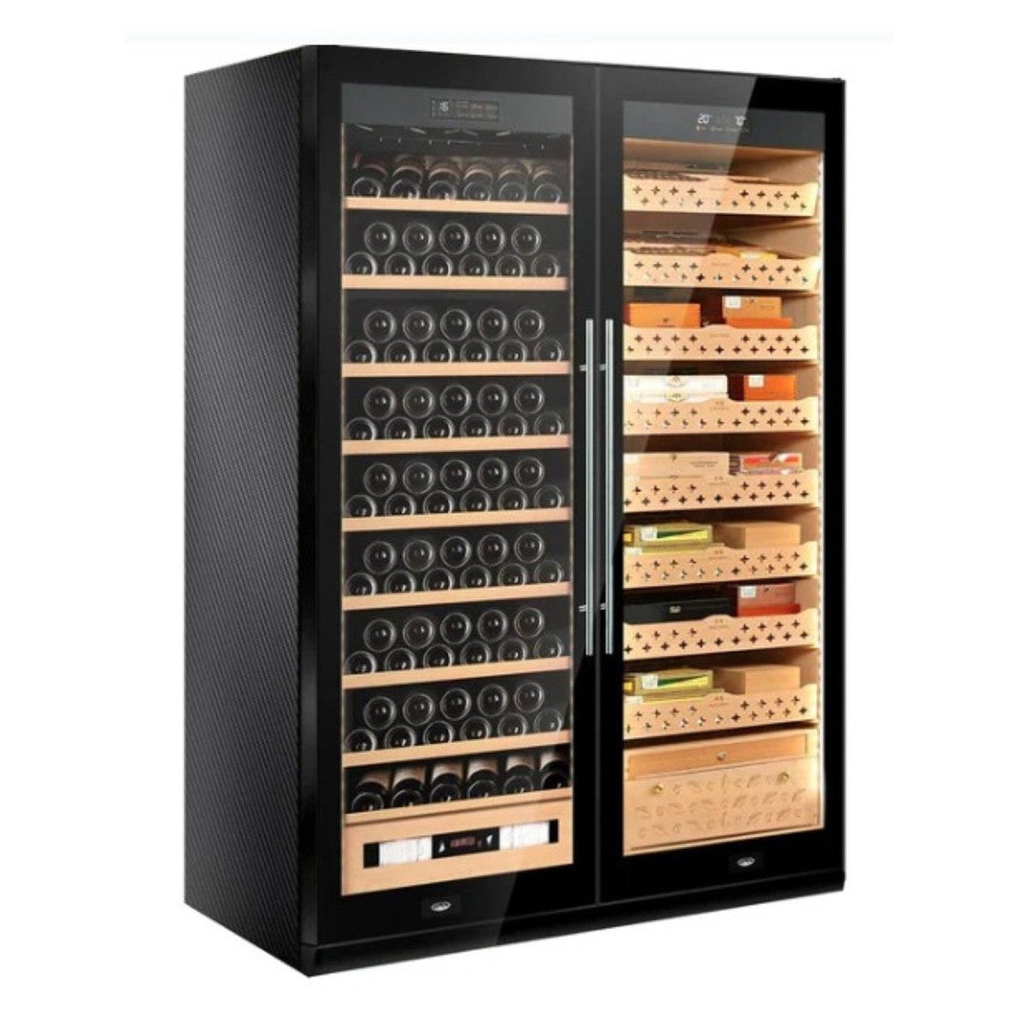 Raching SD 800 Double-Door Combine-Unit Cigar & Wine Cabinet Series - With Ammonia Removal — angle view