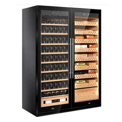 Raching SD 800 Double-Door Combine-Unit Cigar & Wine Cabinet Series - With Ammonia Removal — angle view