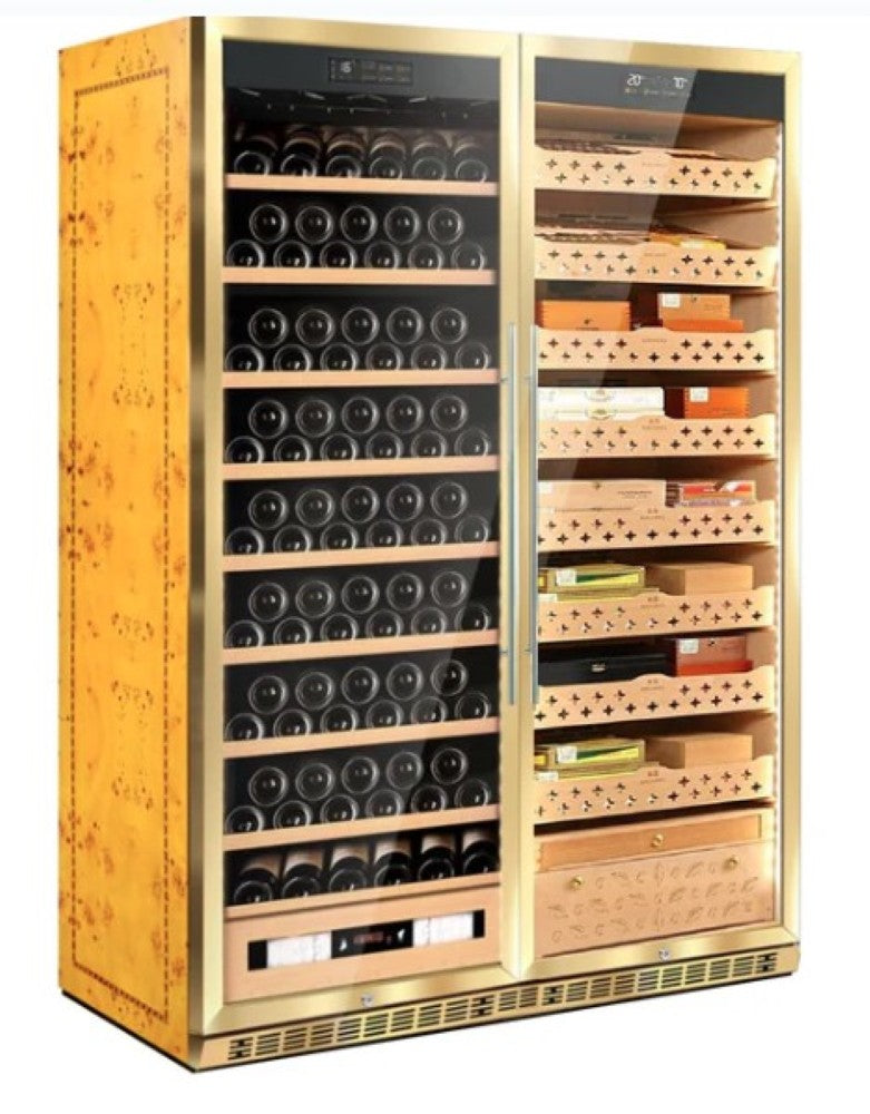 SD 800 DOUBLE-DOOR COMBINE-UNIT CIGAR & WINE  CABINET SERIES - WITH AMONIA REMOVAL