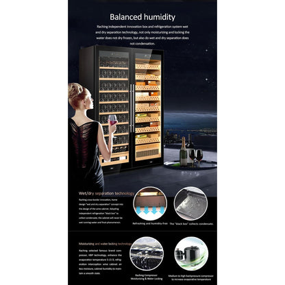 Raching SD 800 Double-Door Combine-Unit Cigar & Wine Cabinet Series - With Ammonia Removal — view 5